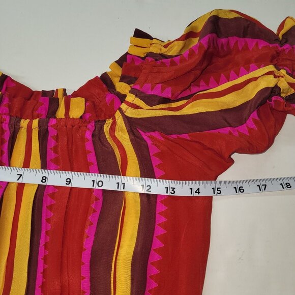 Anthropologie Anupamaa Tesni Striped Maxi Dress Womens XS‎ Pink Gold Purple Silk - Picture 9 of 13